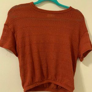 Burnt-orange sheer top